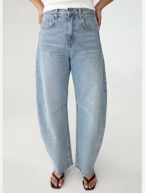 OAK + Fort High Rise Barrel Jeans | XS